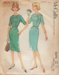 5475 1960 SS FLAT COLLAR SLIM DRESS PATTERN 14 34'' UNCUT